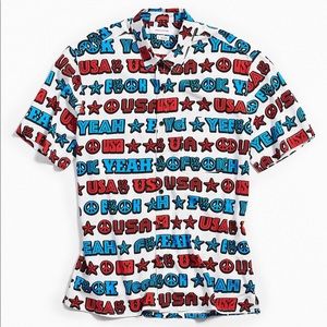 Urban Outfitters F Yeah USA Short Sleeve Button-Down Shirt